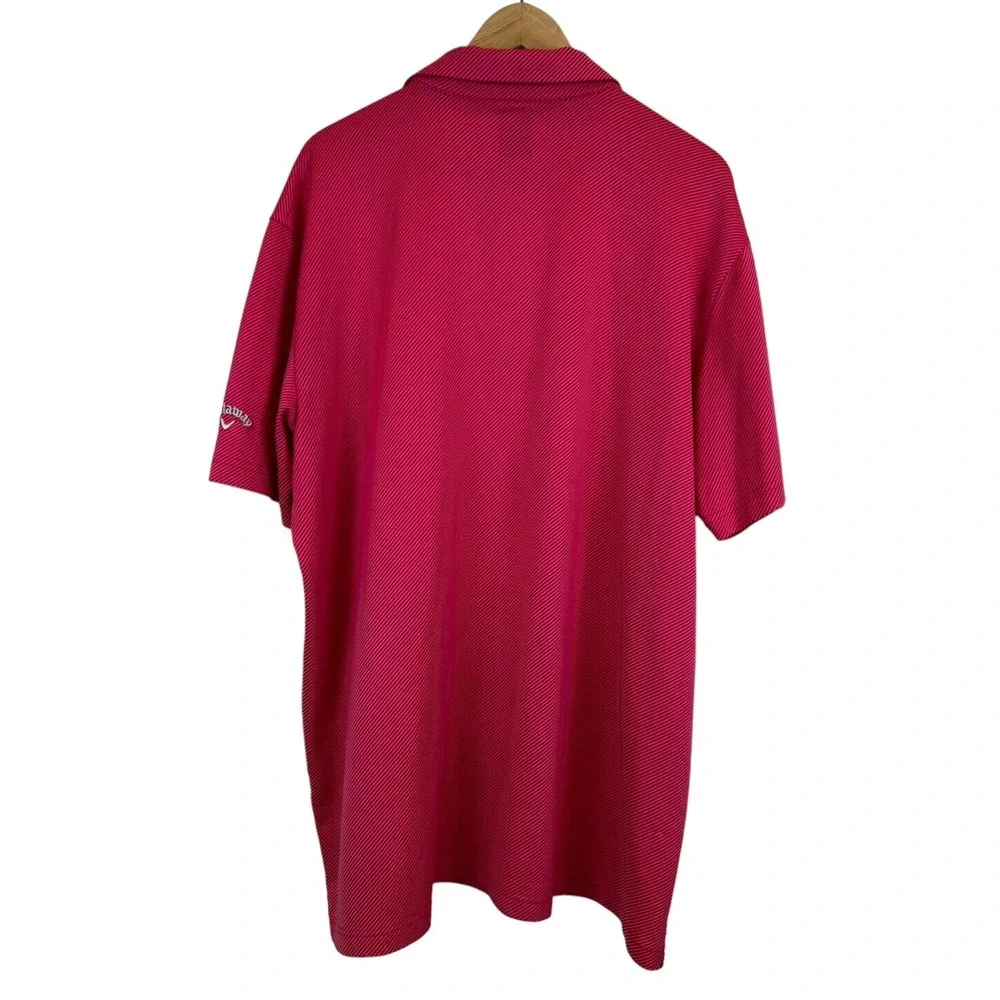 Callaway Opti-Dri Golf Shirt Men's XXL Pink‎ Stripe Geo UPF 50 Stretch